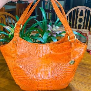 BRAHMIN JACQUELINE MELBOURNE CROC EMBOSSED 💯 LEATHER HANDBAG NWOT